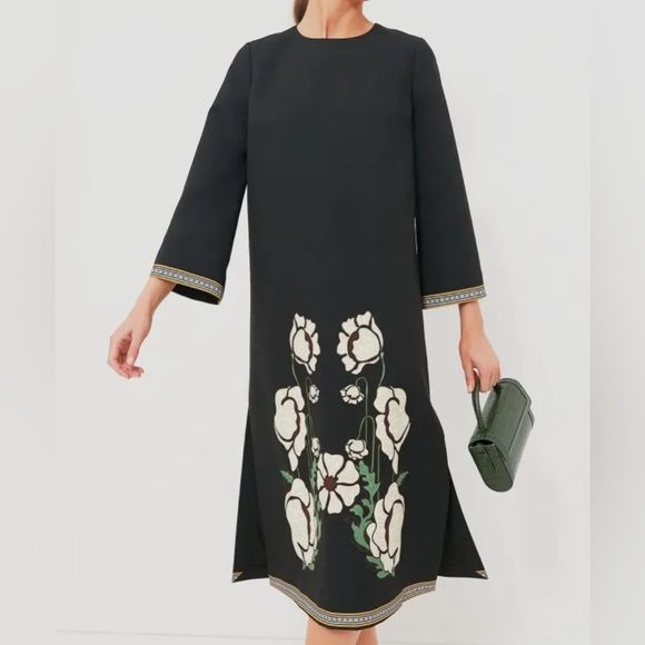 Tuckernuck Hutton shift midi dress Ladies xxs Moonflower bouquet print black - Picture 1 of 11